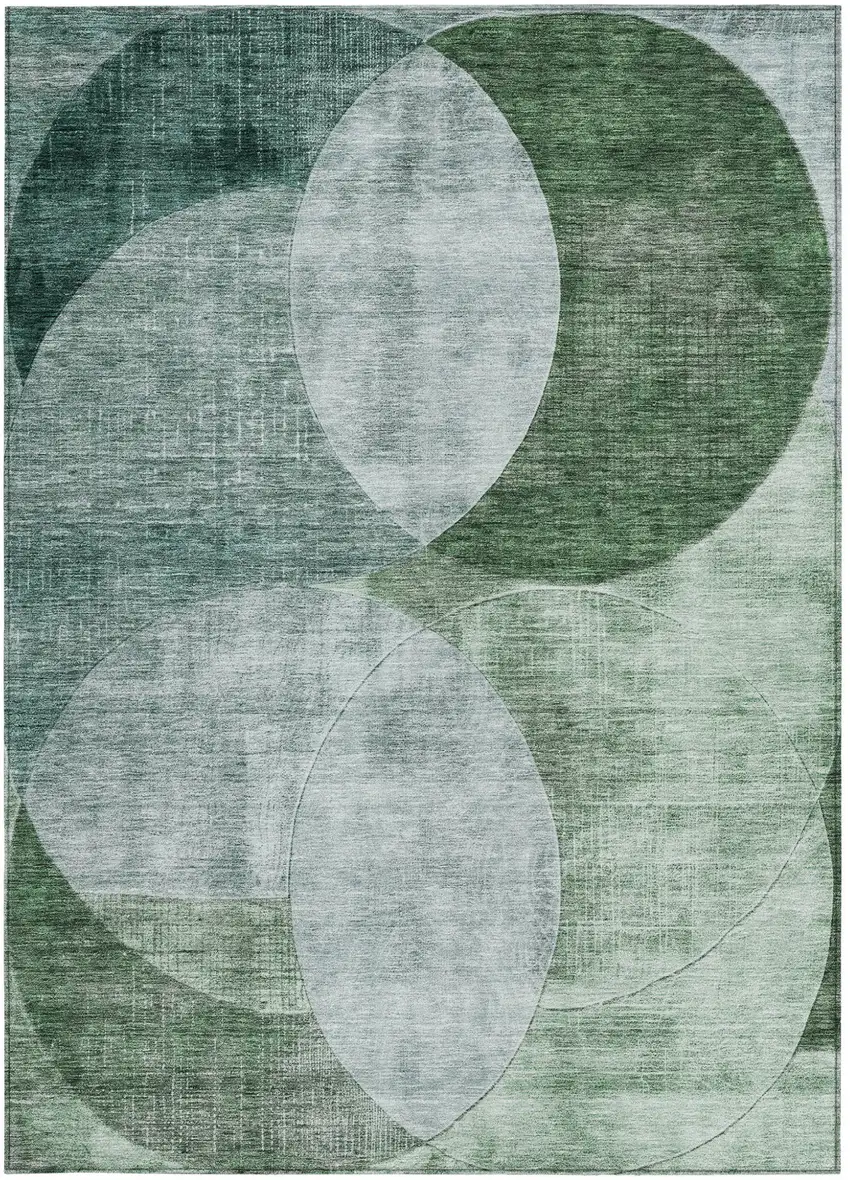 Mint Green And Fern Green Geometric Washable Indoor Outdoor Area Rug Photo 5