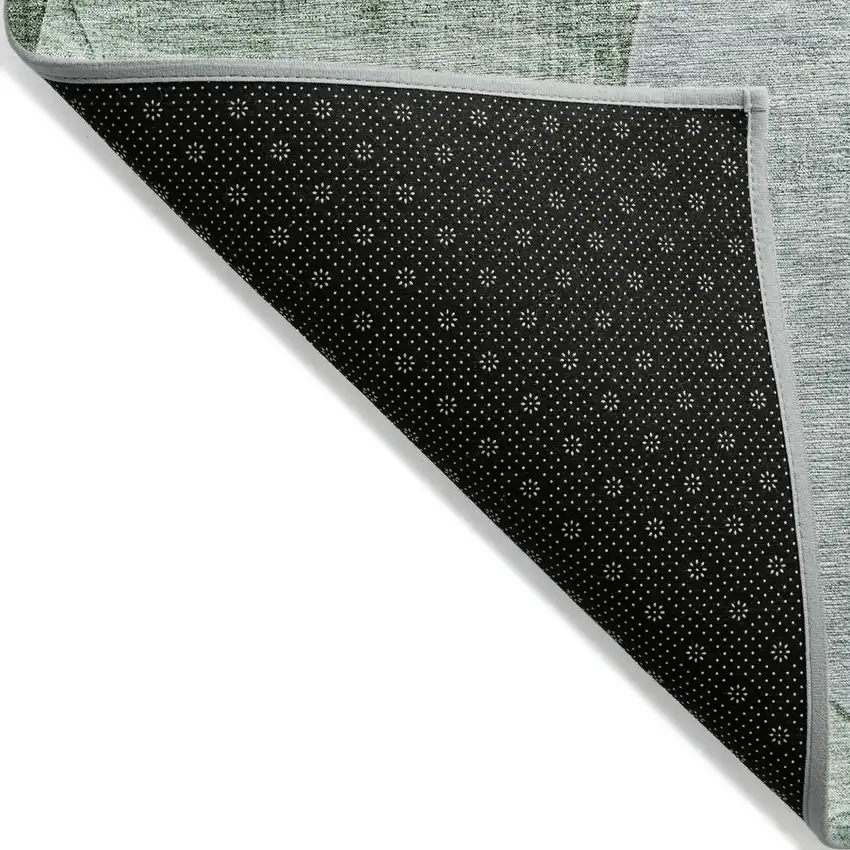 Mint Green And Fern Green Geometric Washable Indoor Outdoor Area Rug Photo 3