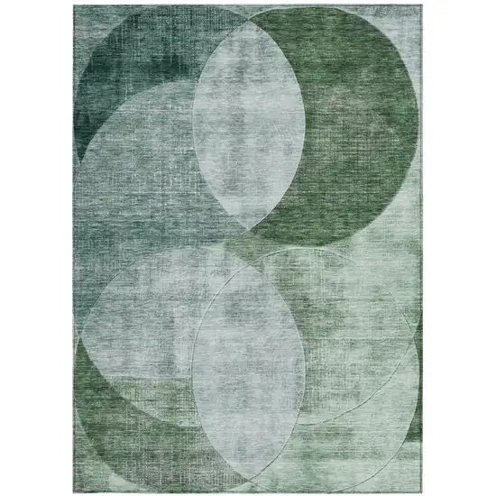 Mint Green And Fern Green Geometric Washable Indoor Outdoor Area Rug Photo 5