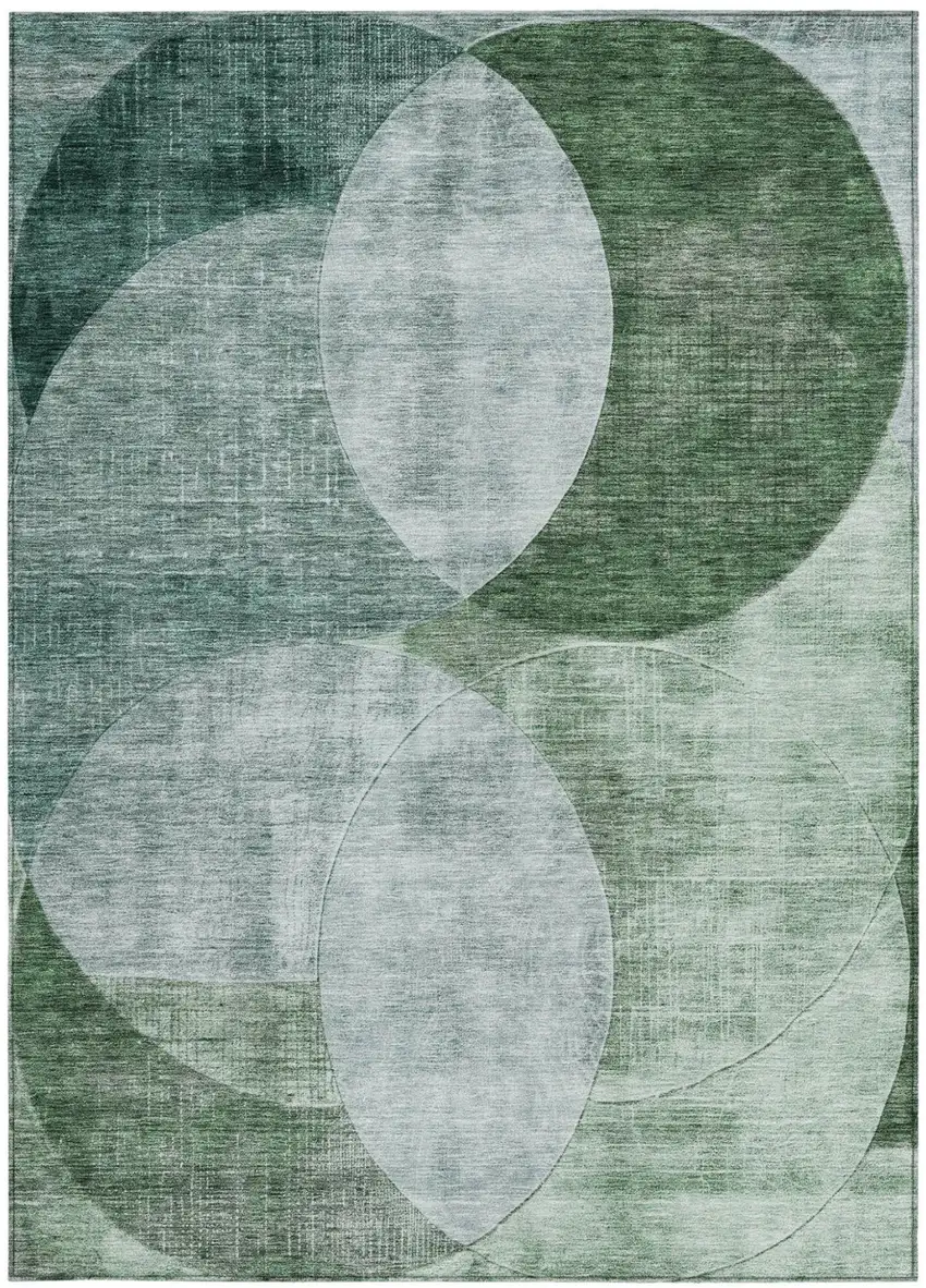 Mint Green And Fern Green Geometric Washable Indoor Outdoor Area Rug Photo 5