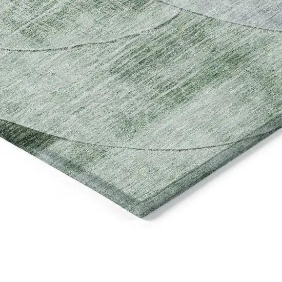Mint Green And Fern Green Geometric Washable Indoor Outdoor Area Rug Photo 4