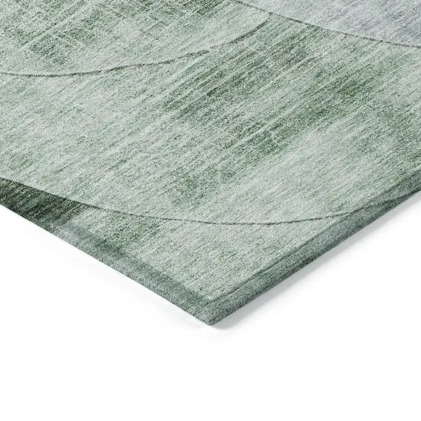 Mint Green And Fern Green Geometric Washable Indoor Outdoor Area Rug Photo 4