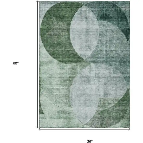 Mint Green And Fern Green Geometric Washable Indoor Outdoor Area Rug Photo 6