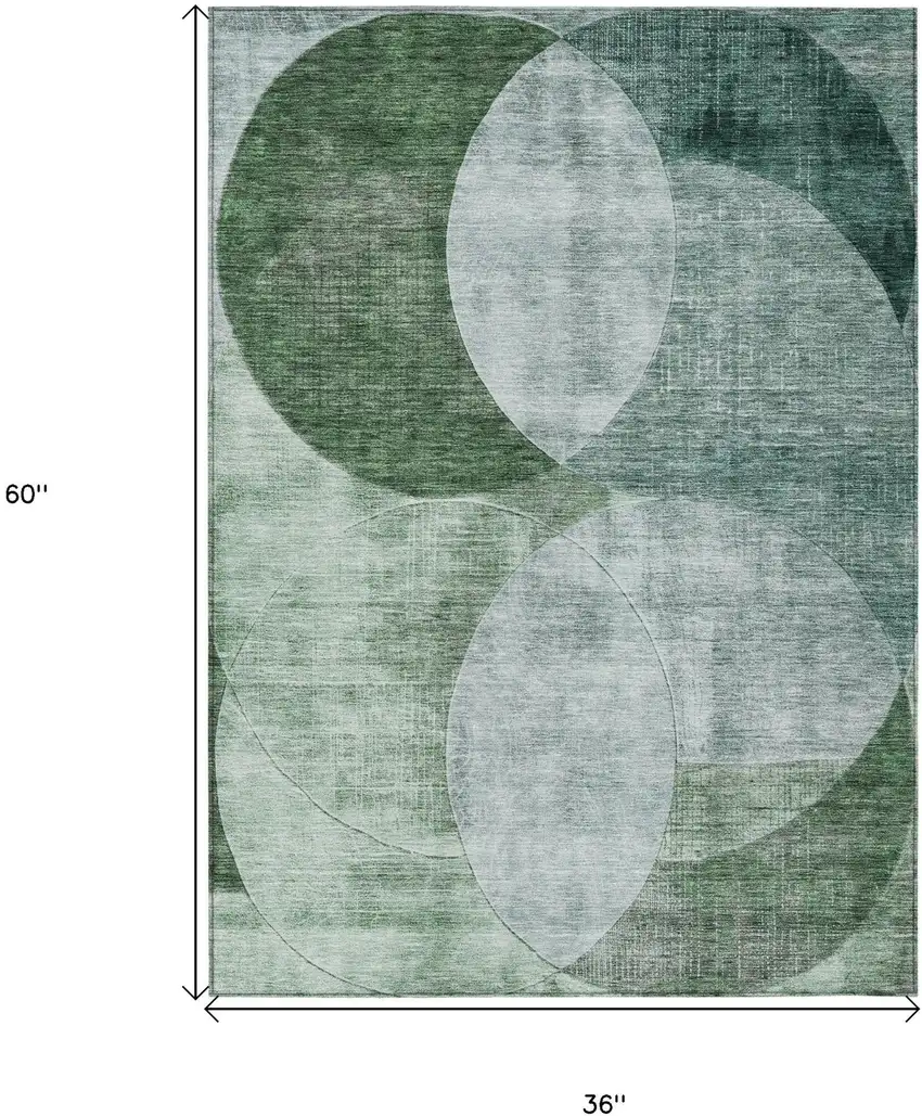 Mint Green And Fern Green Geometric Washable Indoor Outdoor Area Rug Photo 6