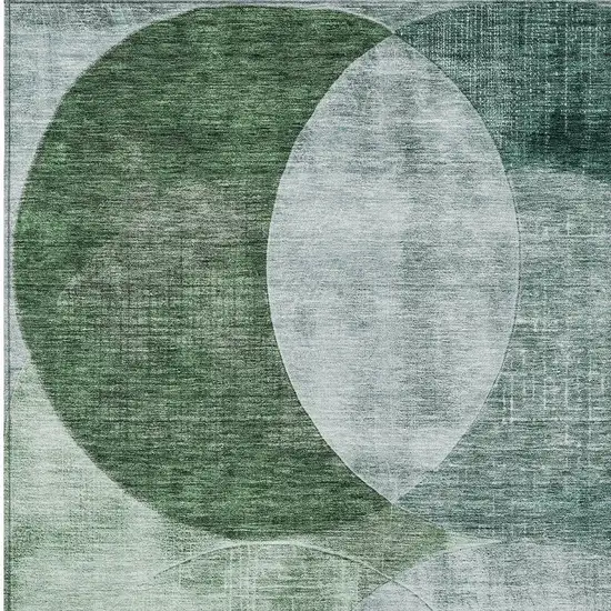 Mint Green And Fern Green Geometric Washable Indoor Outdoor Area Rug Photo 5