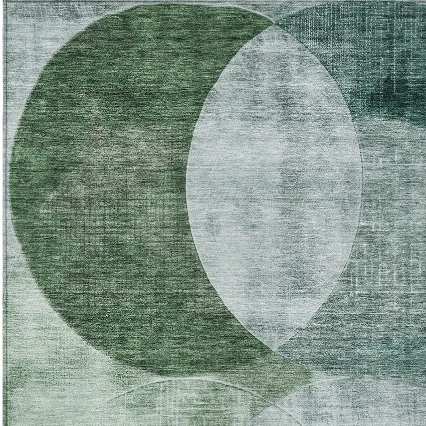 Mint Green And Fern Green Geometric Washable Indoor Outdoor Area Rug Photo 5