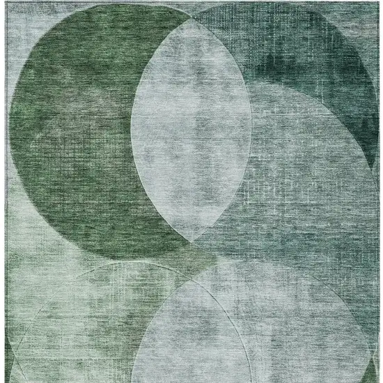 Mint Green And Fern Green Geometric Washable Indoor Outdoor Area Rug Photo 6