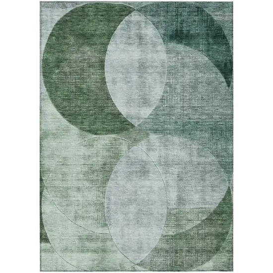 Mint Green And Fern Green Geometric Washable Indoor Outdoor Area Rug Photo 2