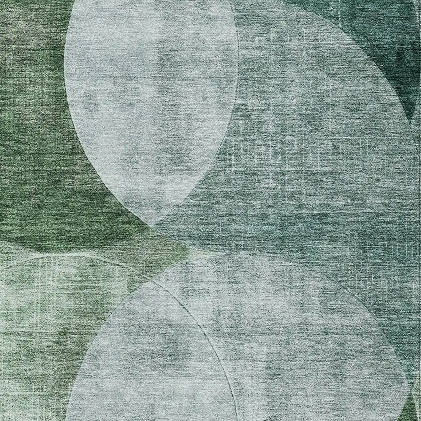 Mint Green And Fern Green Geometric Washable Indoor Outdoor Area Rug Photo 5