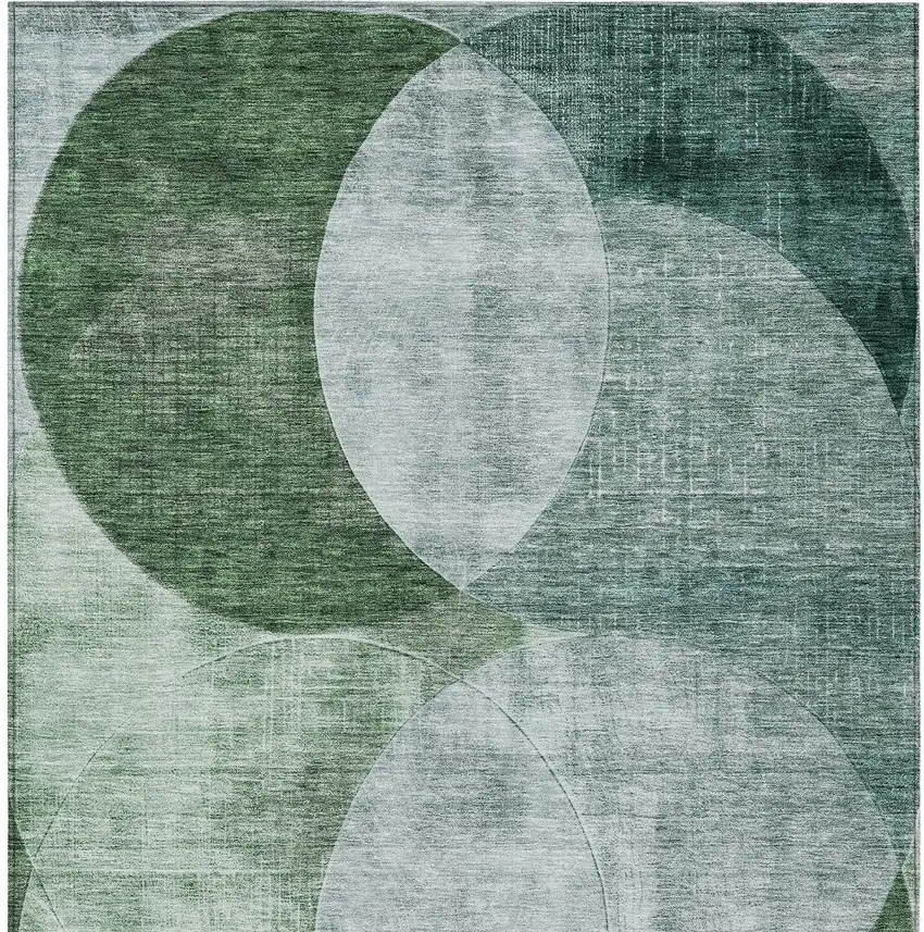 Mint Green And Fern Green Geometric Washable Indoor Outdoor Area Rug Photo 6