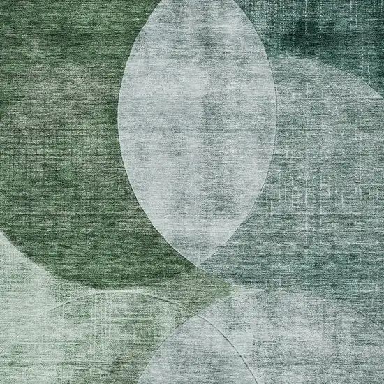 Mint Green And Fern Green Geometric Washable Indoor Outdoor Area Rug Photo 5