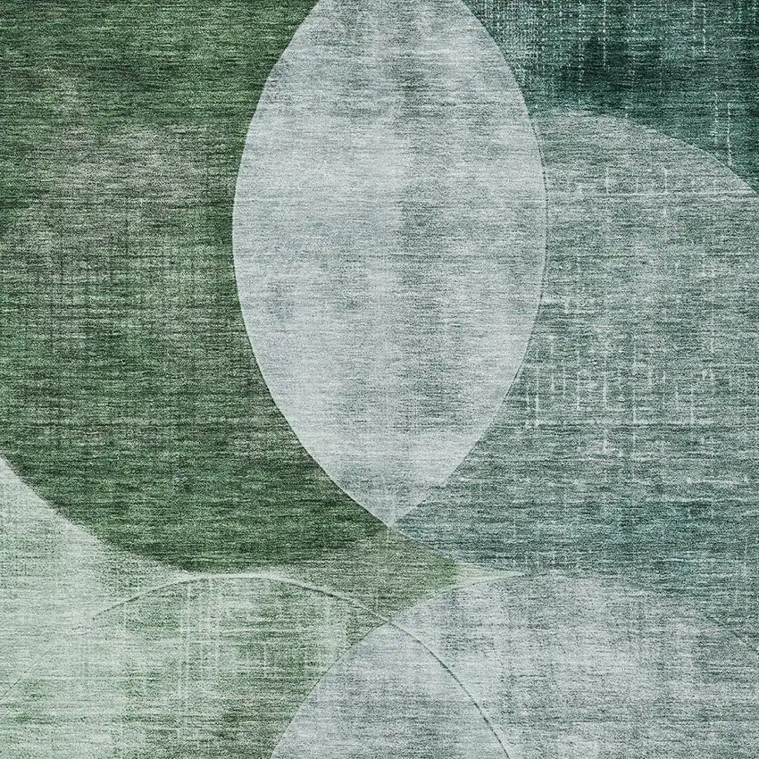 Mint Green And Fern Green Geometric Washable Indoor Outdoor Area Rug Photo 5