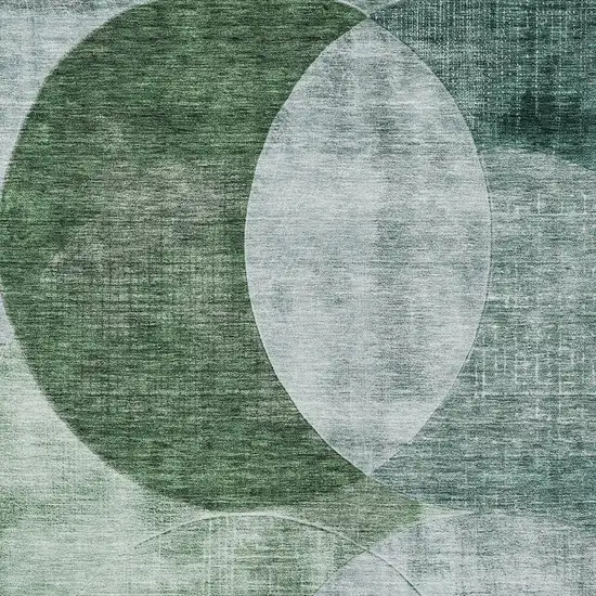 Mint Green And Fern Green Geometric Washable Indoor Outdoor Area Rug Photo 5