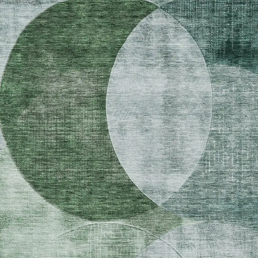 Mint Green And Fern Green Geometric Washable Indoor Outdoor Area Rug Photo 5