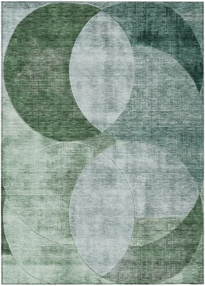 Mint Green And Fern Green Geometric Washable Indoor Outdoor Area Rug Photo 2