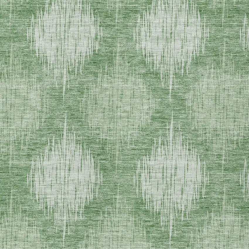 Mint Green And Fern Green Ikat Washable Indoor Outdoor Area Rug Photo 6