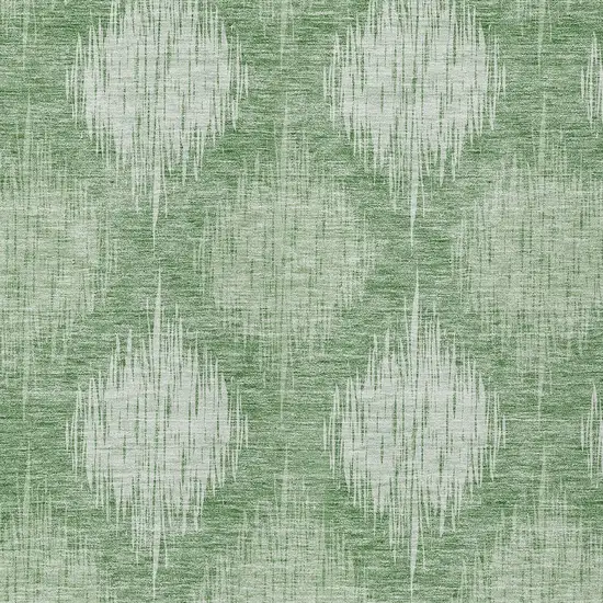 Mint Green And Fern Green Ikat Washable Indoor Outdoor Area Rug Photo 6