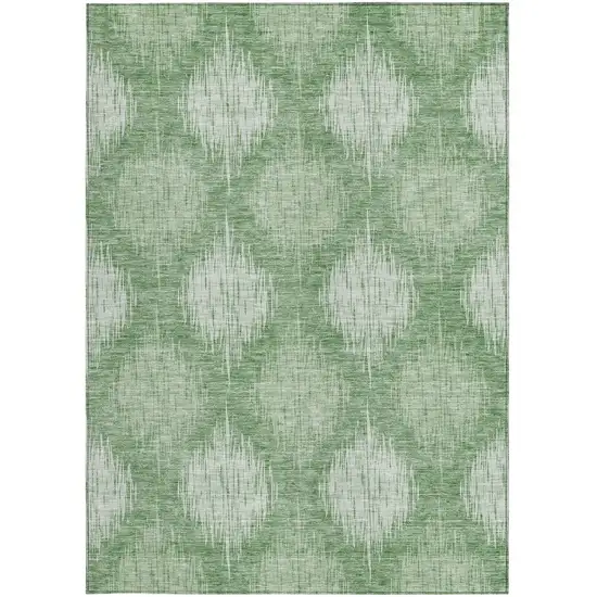 Mint Green And Fern Green Ikat Washable Indoor Outdoor Area Rug Photo 7