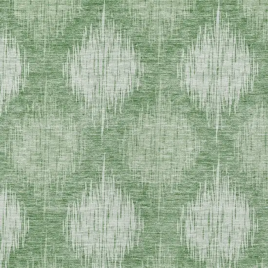Mint Green And Fern Green Ikat Washable Indoor Outdoor Area Rug Photo 6