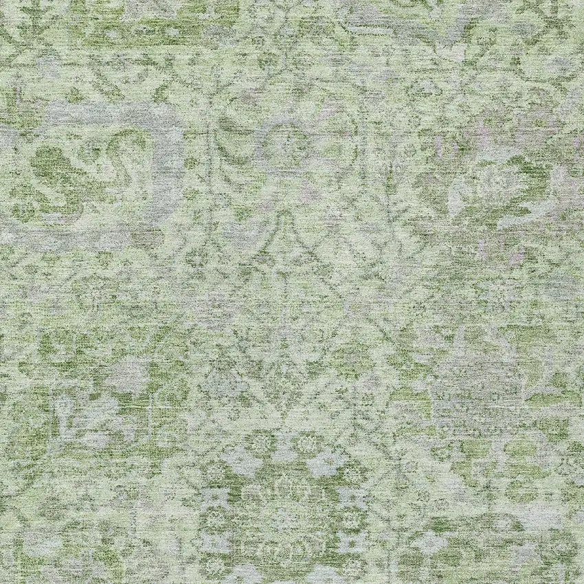 Mint Green And Gray Damask Washable Indoor Outdoor Area Rug Photo 5
