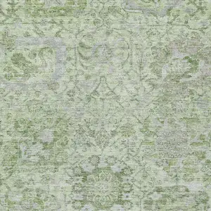 Photo of Mint Green And Gray Damask Washable Indoor Outdoor Area Rug