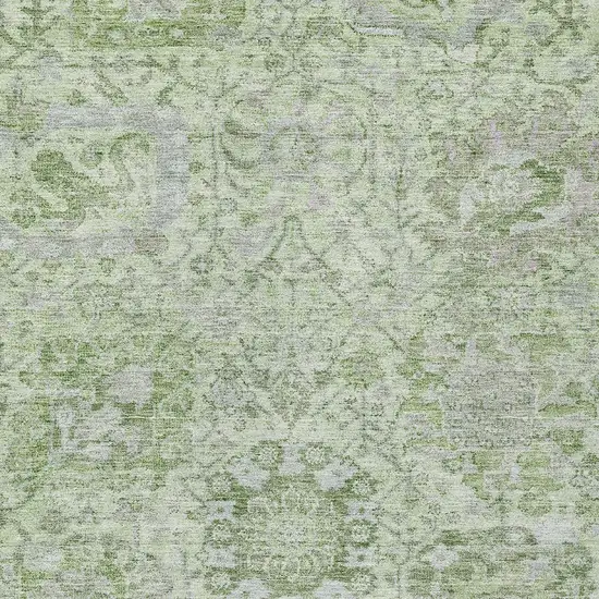 Mint Green And Gray Damask Washable Indoor Outdoor Area Rug Photo 5