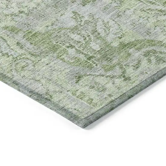 Mint Green And Gray Damask Washable Indoor Outdoor Area Rug Photo 4