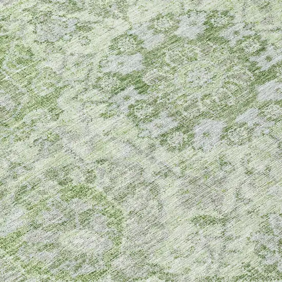 Mint Green And Gray Damask Washable Indoor Outdoor Area Rug Photo 8