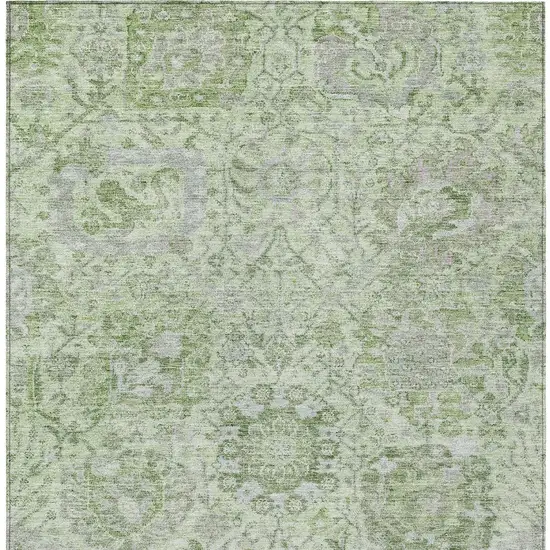 Mint Green And Gray Damask Washable Indoor Outdoor Area Rug Photo 5