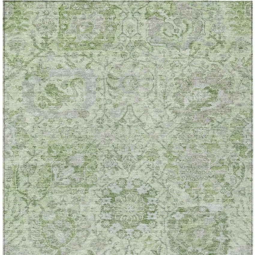 Mint Green And Gray Damask Washable Indoor Outdoor Area Rug Photo 5