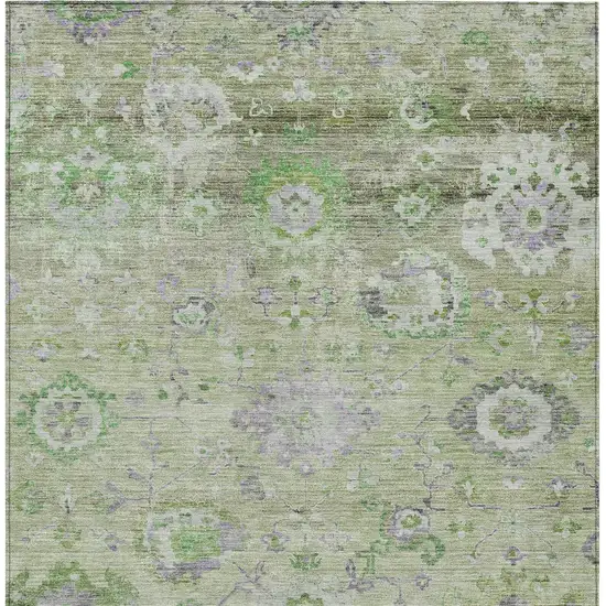 Mint Green And Gray Floral Washable Indoor Outdoor Area Rug Photo 6
