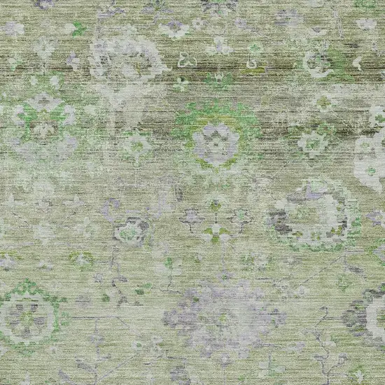 Mint Green And Gray Floral Washable Indoor Outdoor Area Rug Photo 5