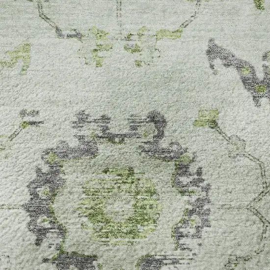 Mint Green And Gray Oriental Washable Area Rug With UV Protection Photo 9