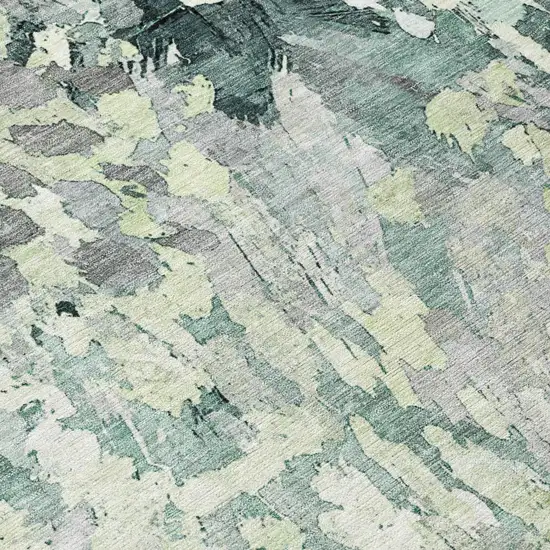Mint Green And Green Abstract Washable Indoor Outdoor Area Rug Photo 6