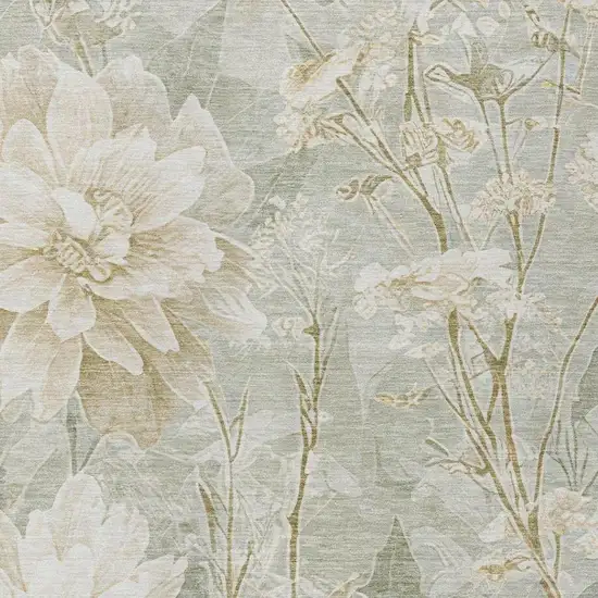 Mint Green And Green Floral Washable Indoor Outdoor Area Rug Photo 8
