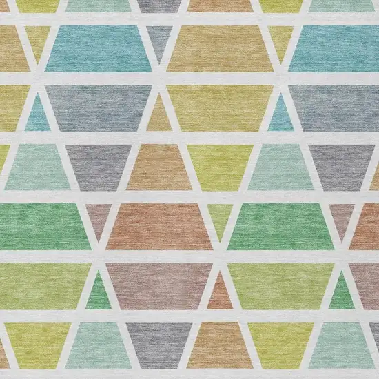 Mint Green And Green Geometric Washable Indoor Outdoor Area Rug Photo 3