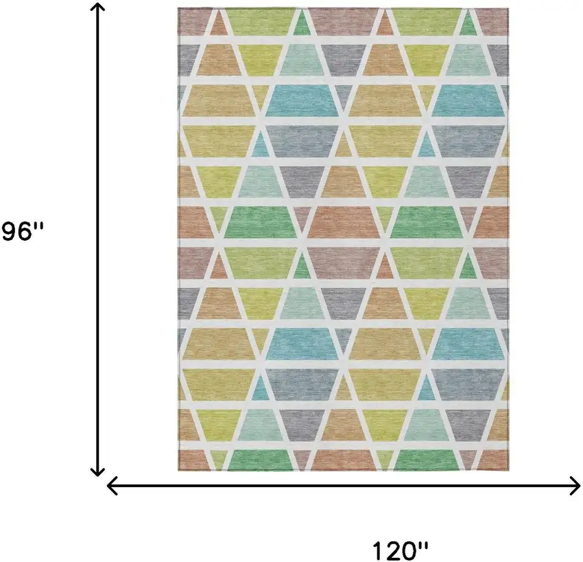Mint Green And Green Geometric Washable Indoor Outdoor Area Rug Photo 7