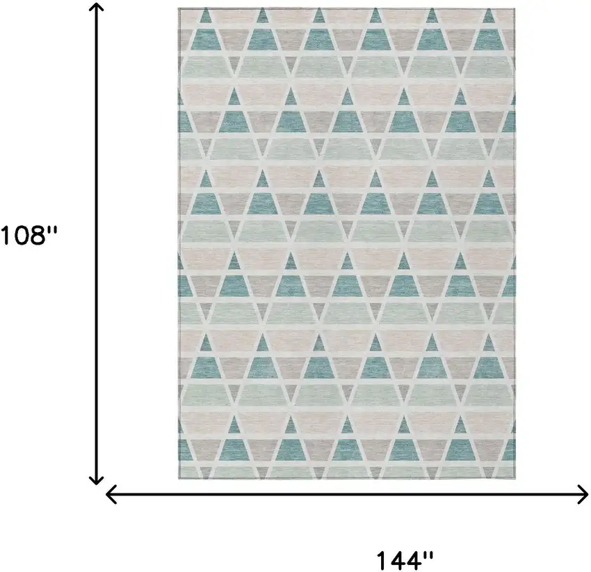 Mint Green And Green Geometric Washable Indoor Outdoor Area Rug Photo 7