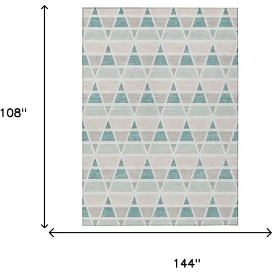 Mint Green And Green Geometric Washable Indoor Outdoor Area Rug Photo 7
