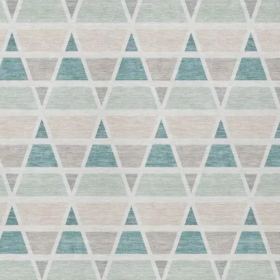 Mint Green And Green Geometric Washable Indoor Outdoor Area Rug Photo 3