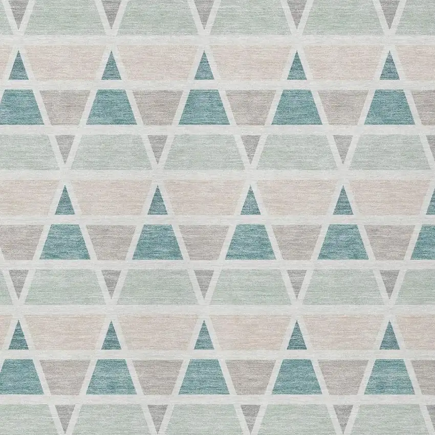 Mint Green And Green Geometric Washable Indoor Outdoor Area Rug Photo 3