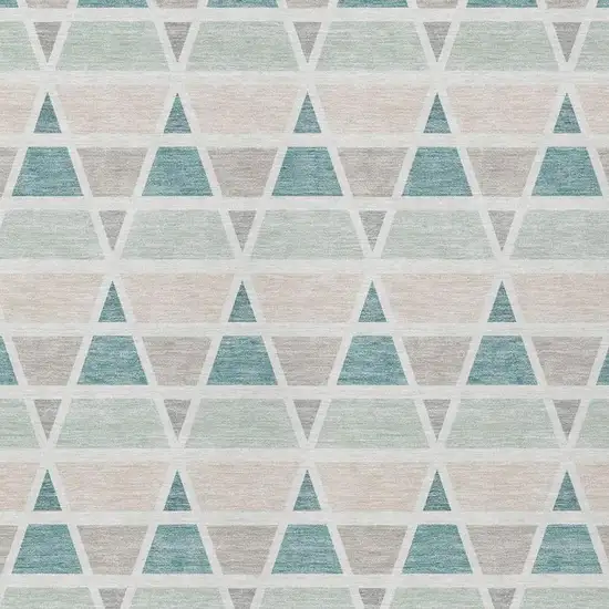 Mint Green And Green Geometric Washable Indoor Outdoor Area Rug Photo 3
