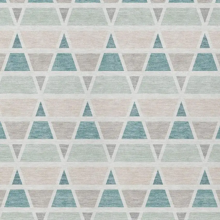 Mint Green And Green Geometric Washable Indoor Outdoor Area Rug Photo 3