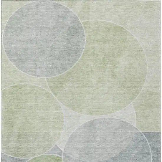 Mint Green And Green Geometric Washable Indoor Outdoor Area Rug Photo 4