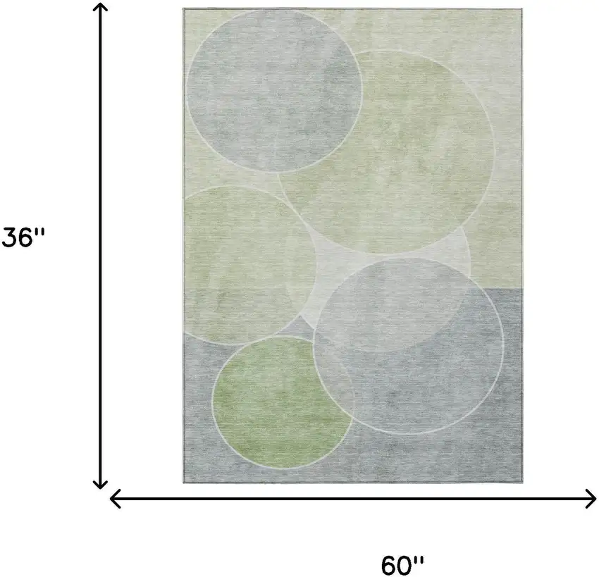 Mint Green And Green Geometric Washable Indoor Outdoor Area Rug Photo 7