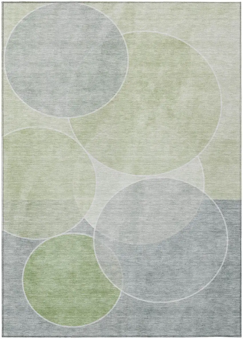 Mint Green And Green Geometric Washable Indoor Outdoor Area Rug Photo 2