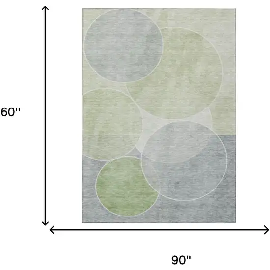 Mint Green And Green Geometric Washable Indoor Outdoor Area Rug Photo 7