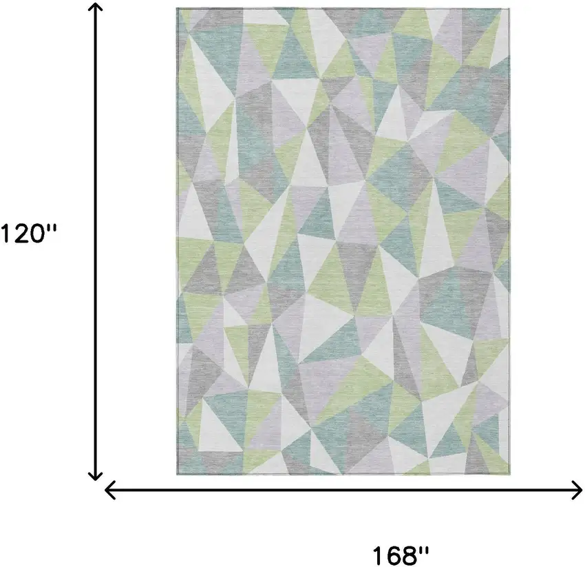 Mint Green And Green Geometric Washable Indoor Outdoor Area Rug Photo 5