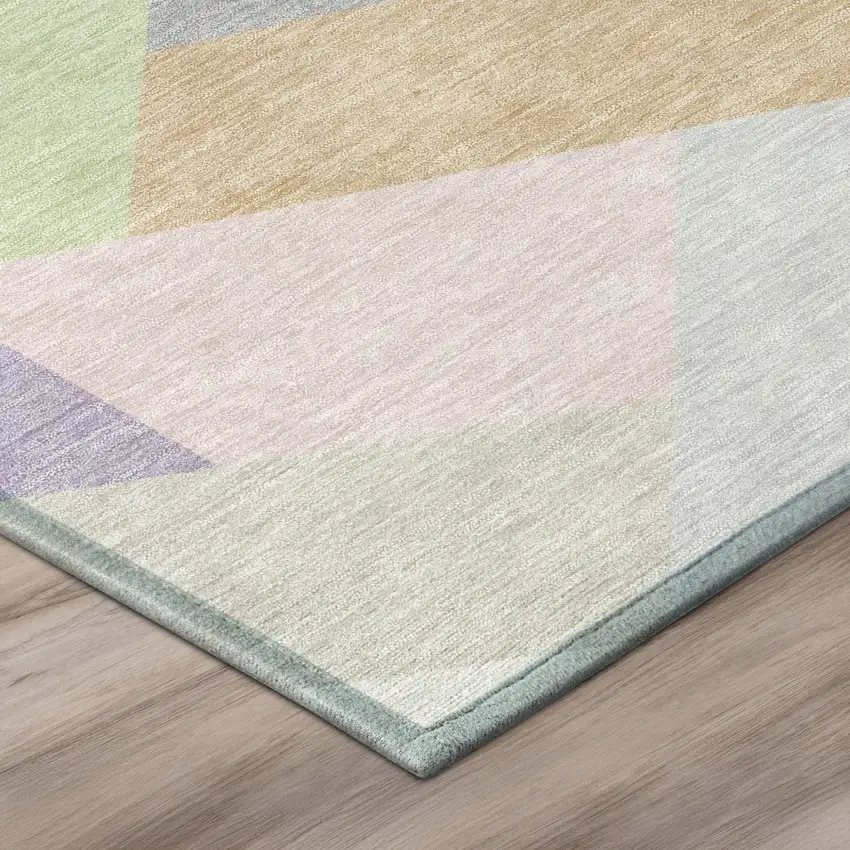 Mint Green And Green Geometric Washable Indoor Outdoor Area Rug Photo 5