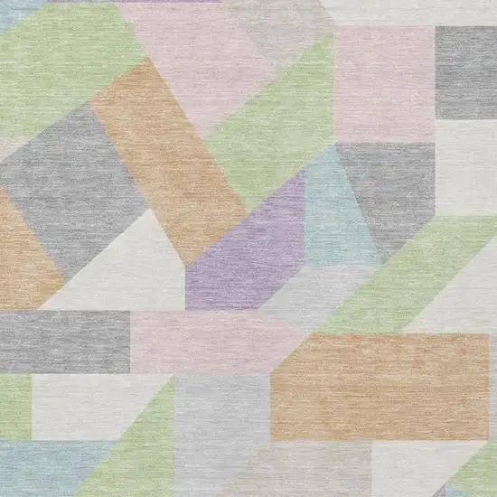 Mint Green And Green Geometric Washable Indoor Outdoor Area Rug Photo 3